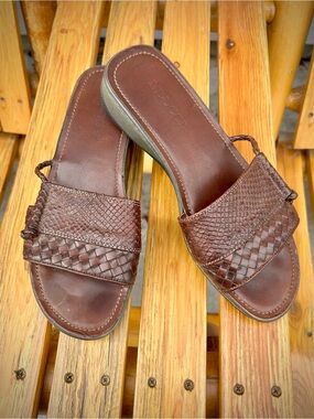 Sesto Meucci woven leather slide sandals sz 39